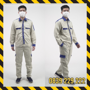 Quần áo bảo hộ phối màu xanh